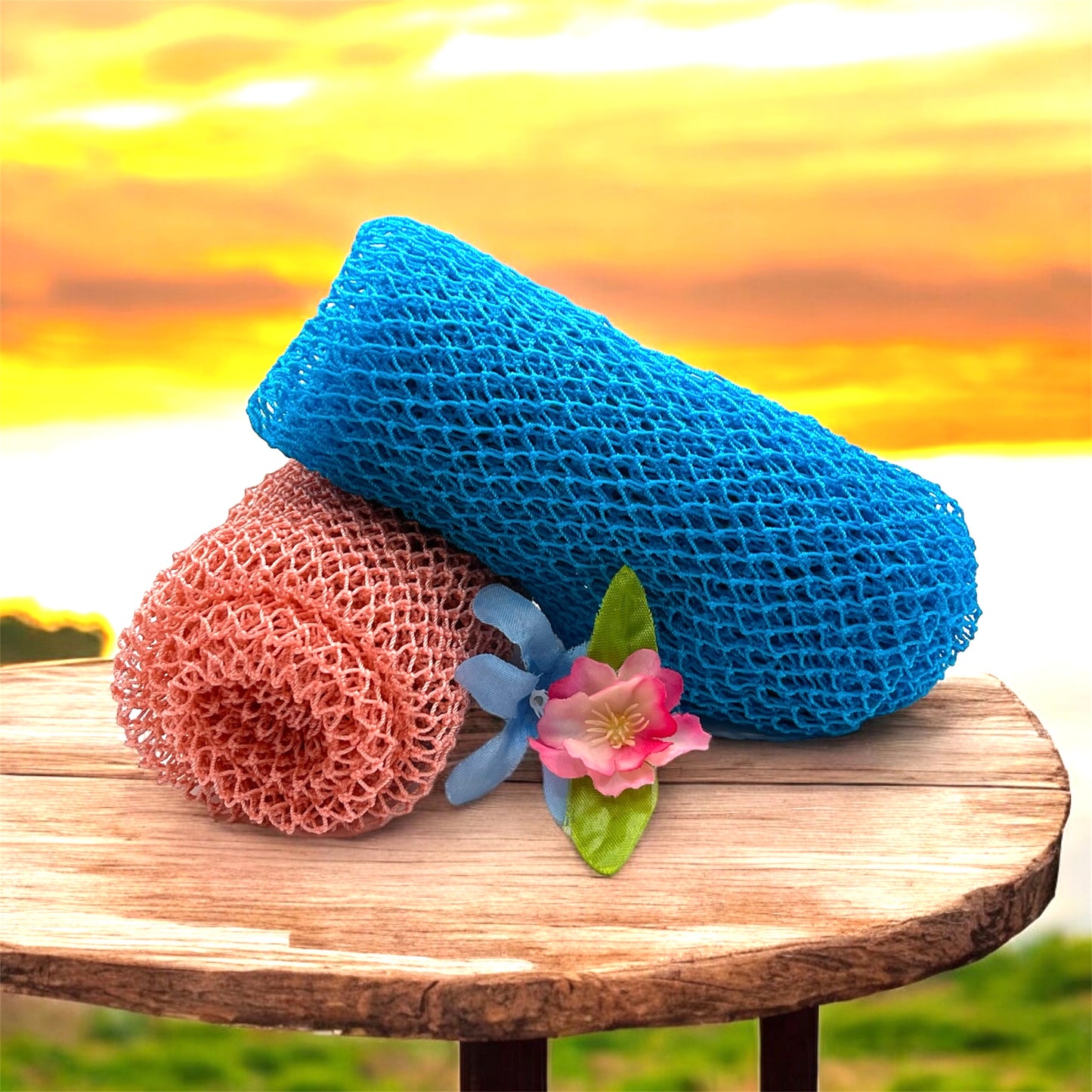 Bright- color African Exfoliating Net Sponge for deep skin cleansing