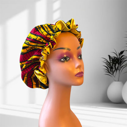 African Print Hair Bonnet - Big Raffle Edge